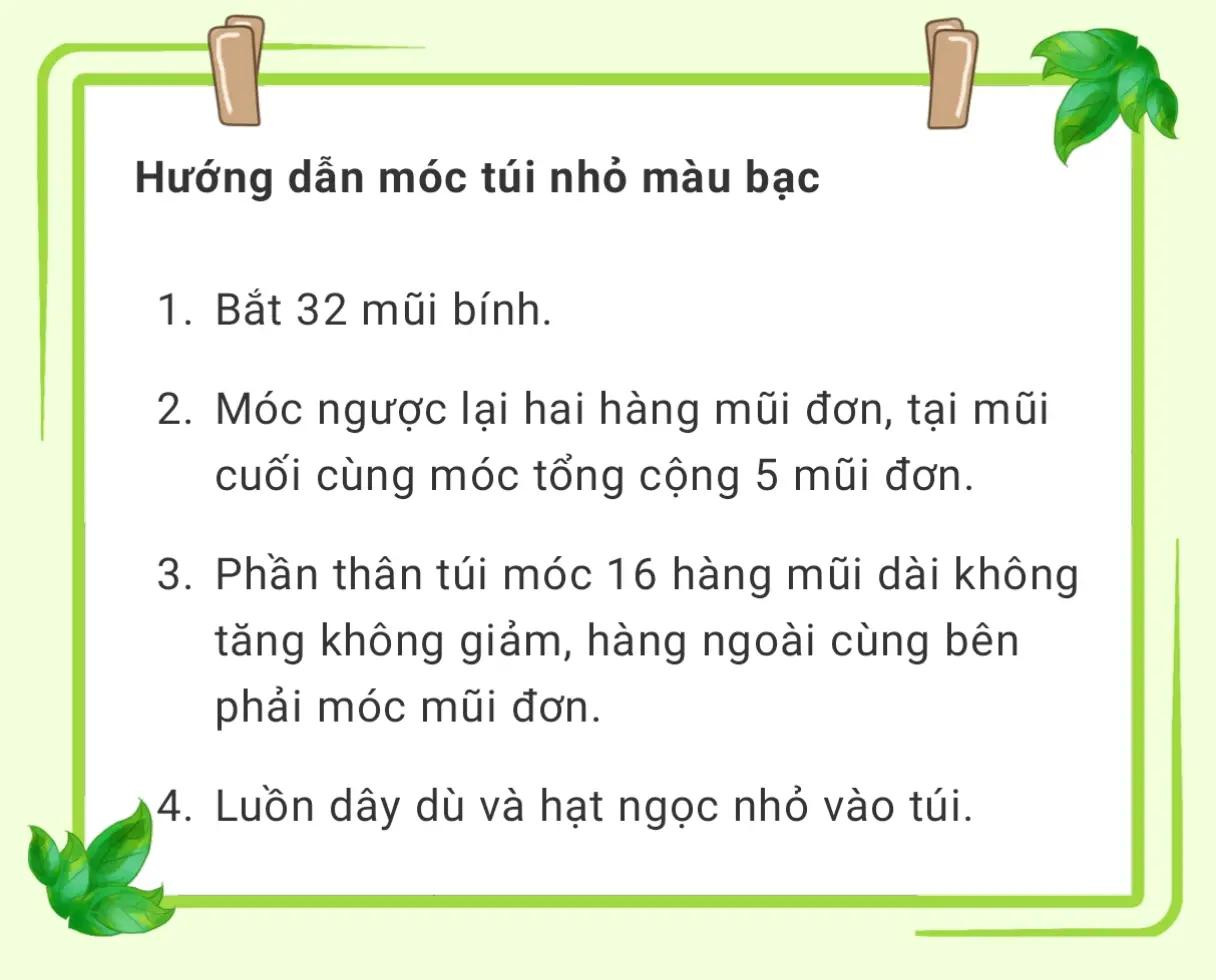 Hướng dẫn móc túi nhỏ màu bạc