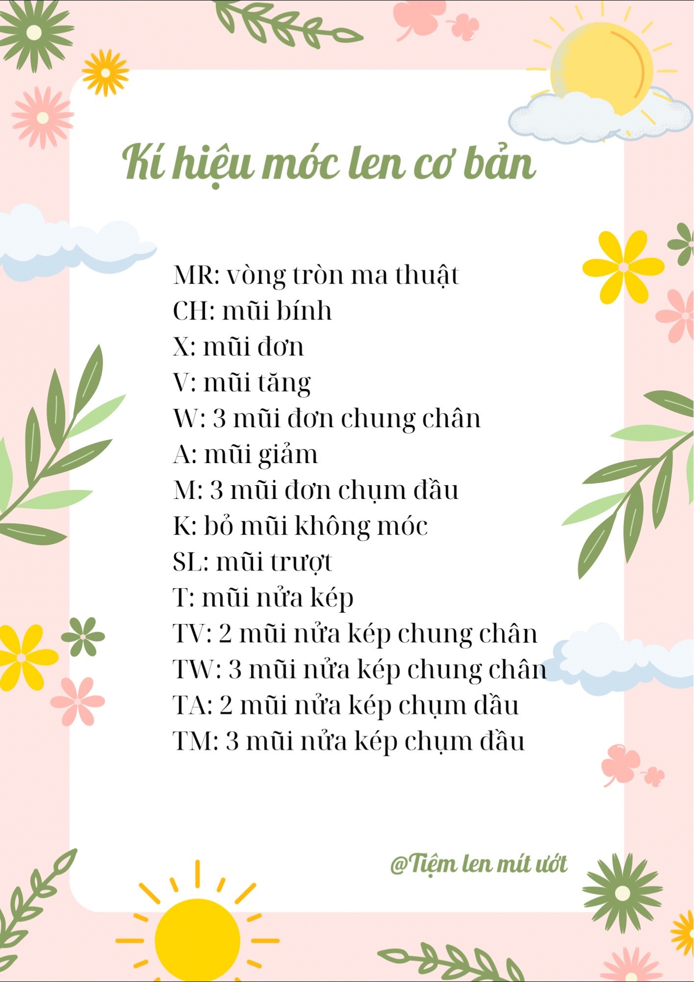 Kí hiệu nóc len cơ bản cho người mới bắt đầu 🧶🧶🧶