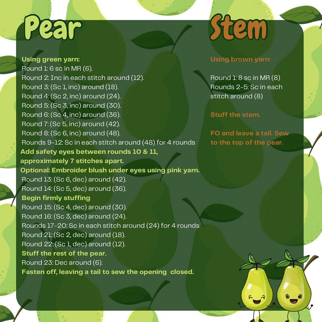 pear FREE PATTERN🍐