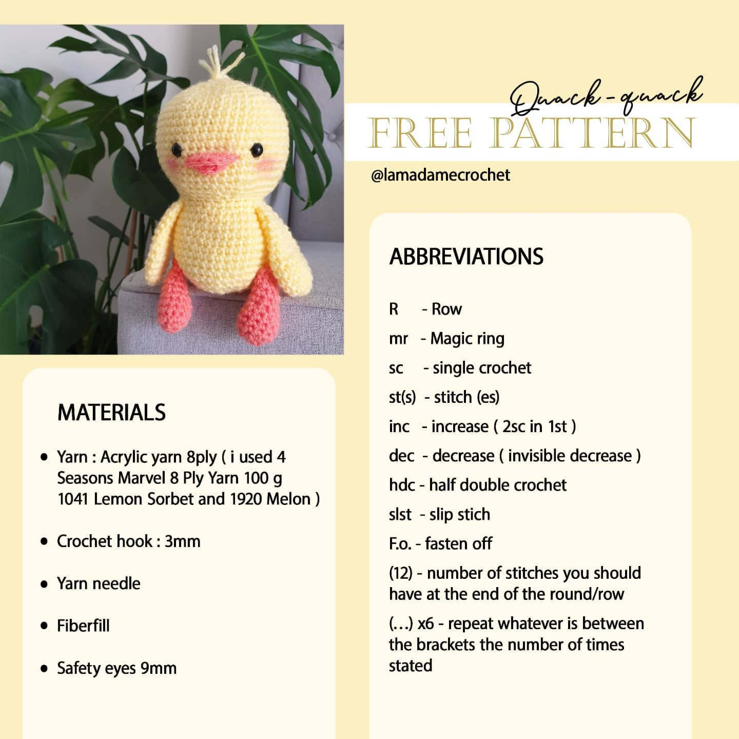 quack quack free pattern