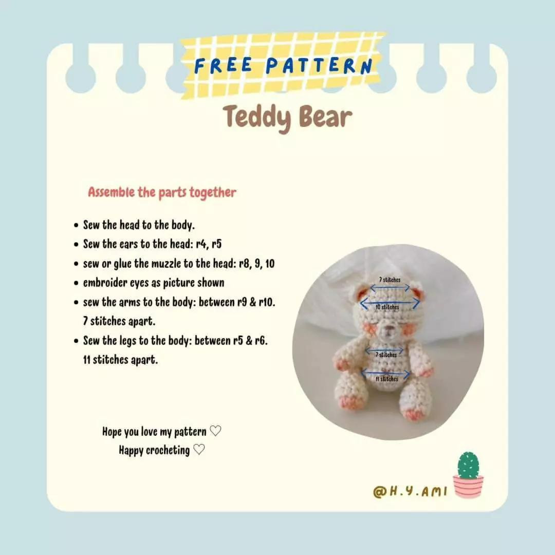 teddy bear free Amigurumi crochet pattern