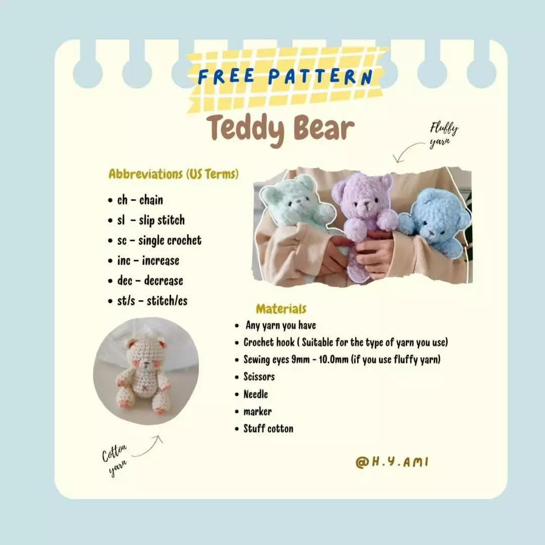 teddy bear free Amigurumi crochet pattern