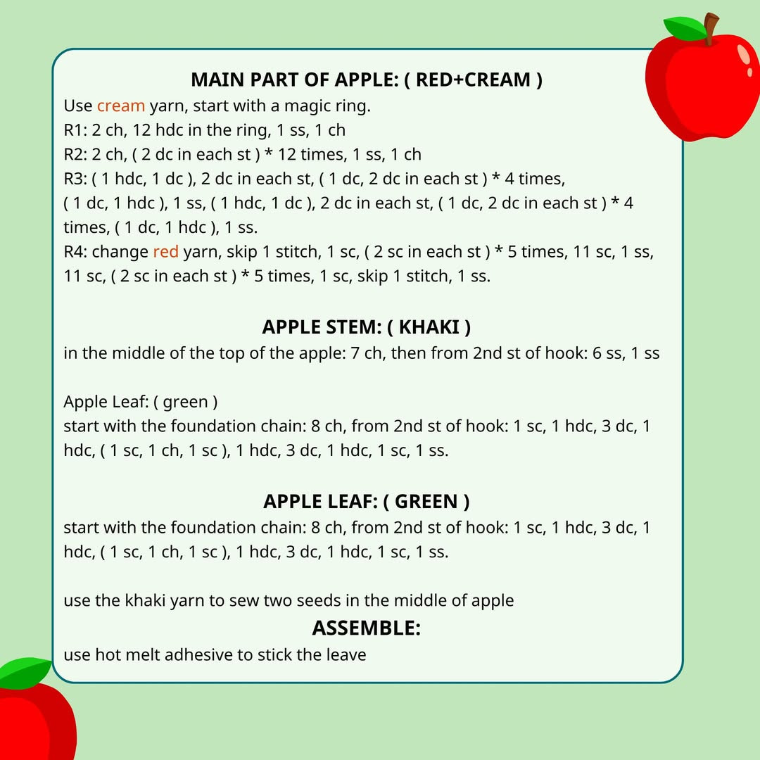 Apple Free Pattern - Apple 🍎