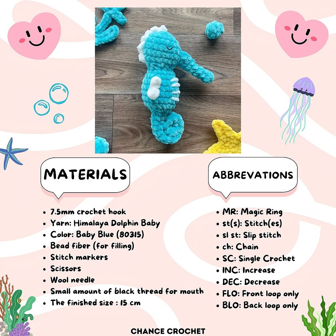 blue seahorse crochet pattern