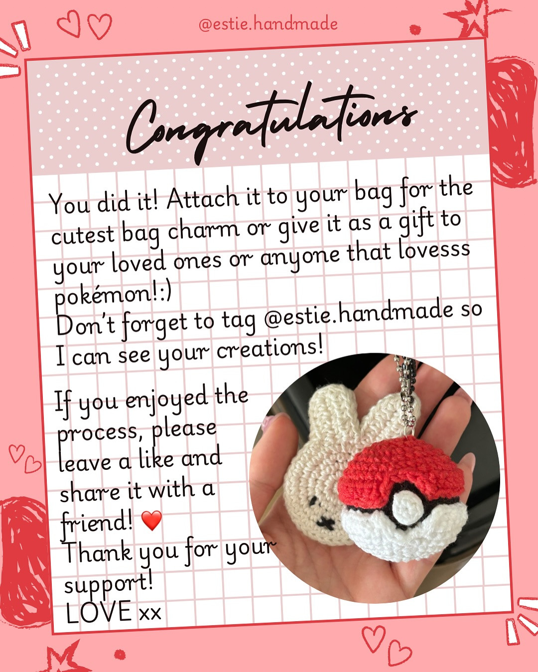 Catch this FREE pokeball bag charm pattern! 🔴⚫️⚪️