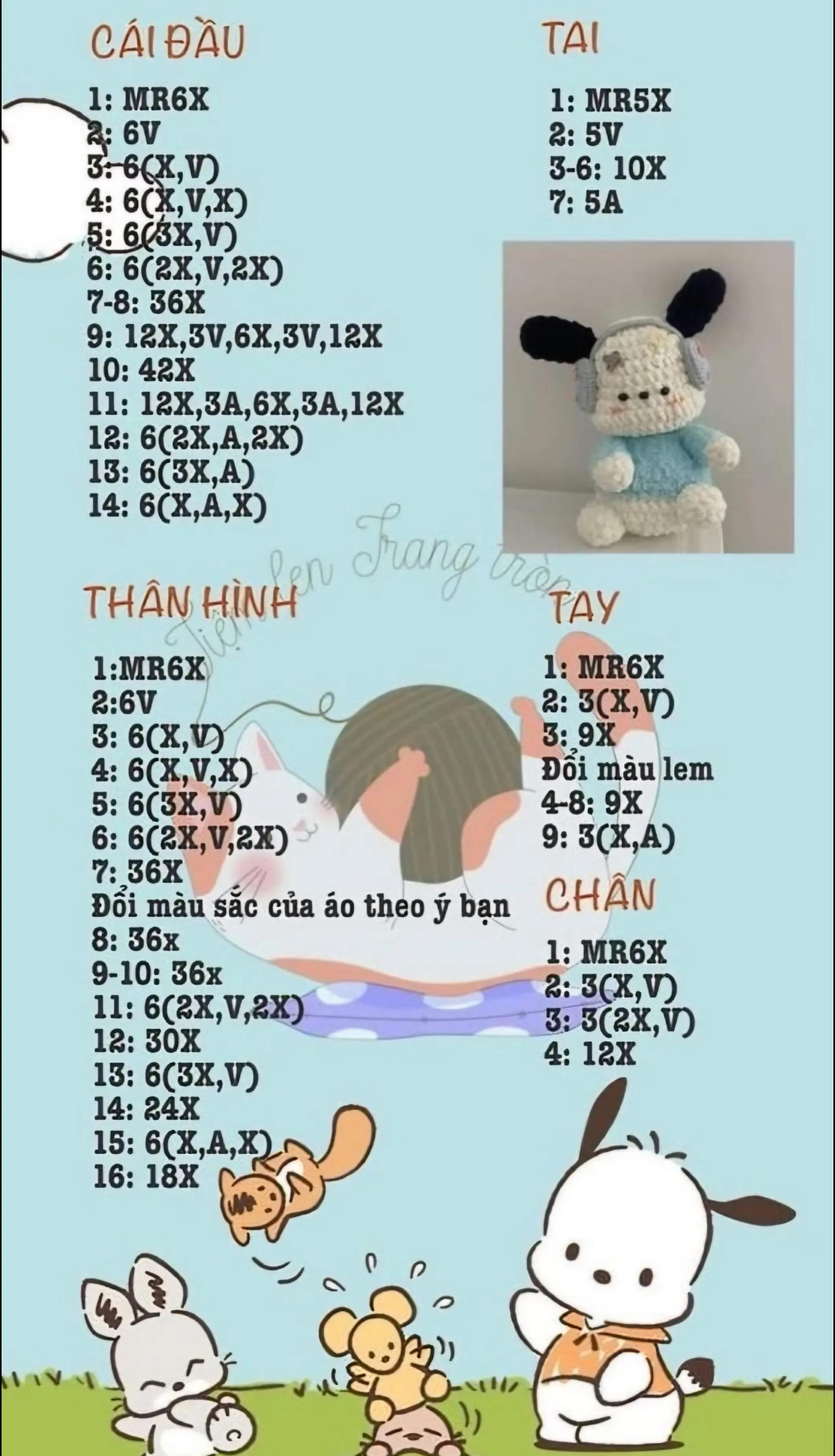 chart móc mèo bánh mì