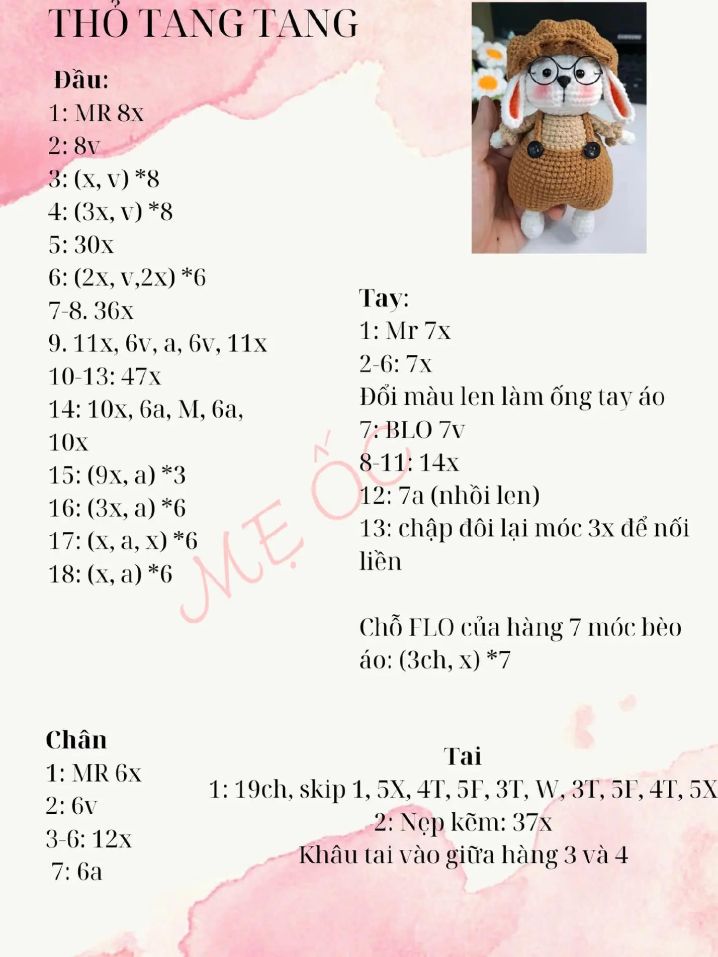 chart móc thỏ tang tang đội mũ