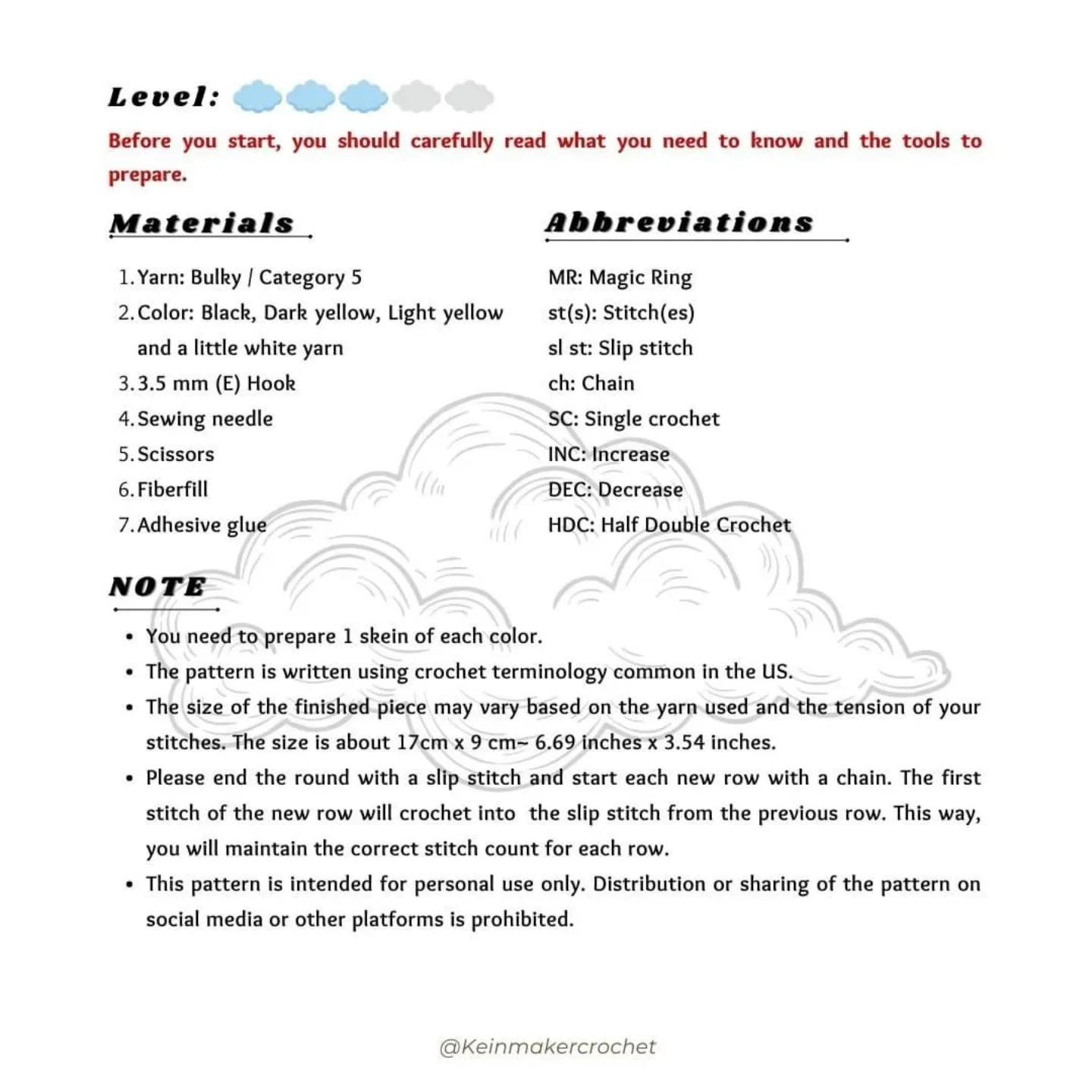 cloud and moon crochet pattern