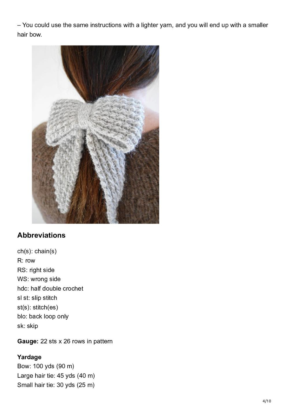 Crochet Hair Bow and Matching Hair Ties