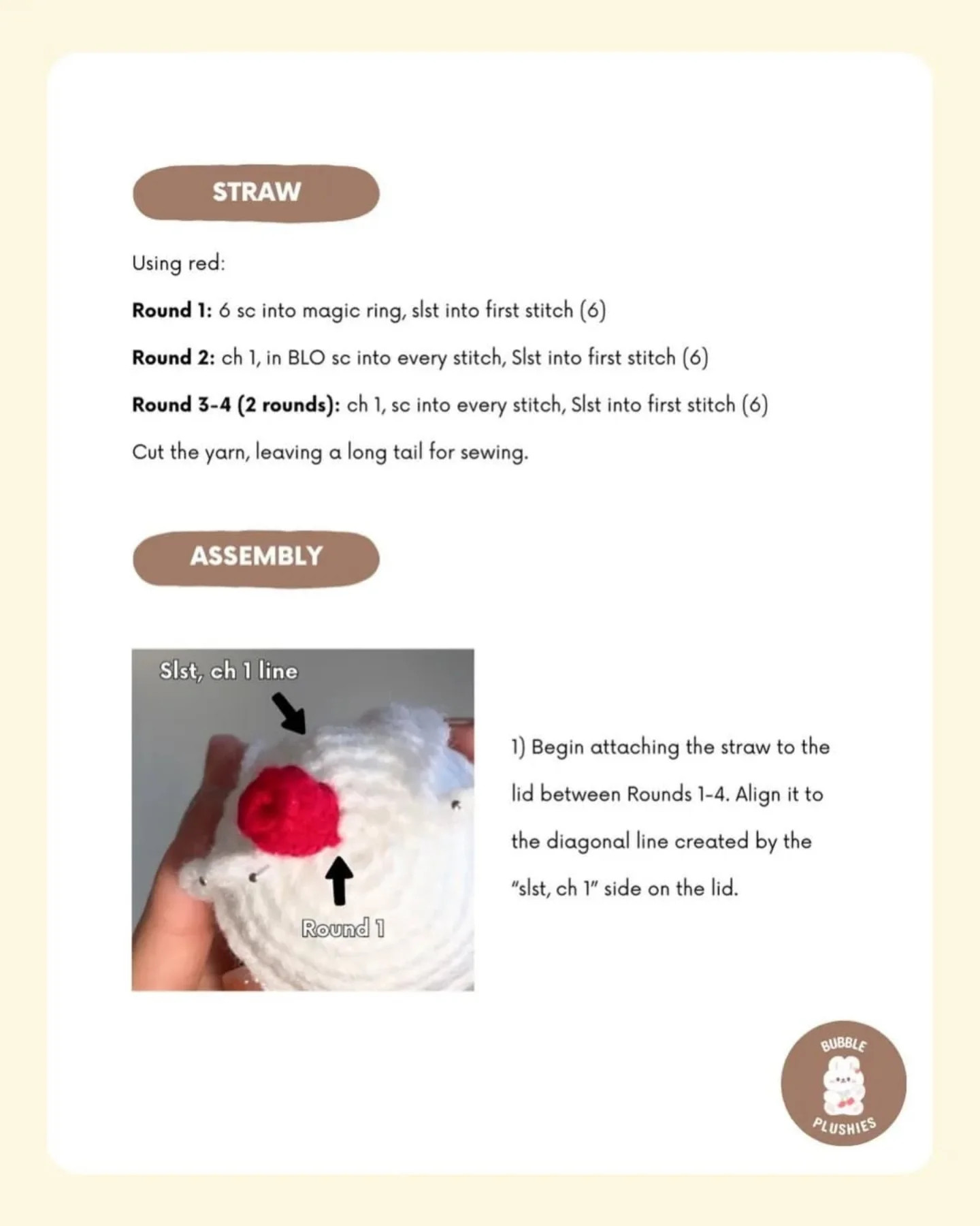 free pattern boba bear in a cup