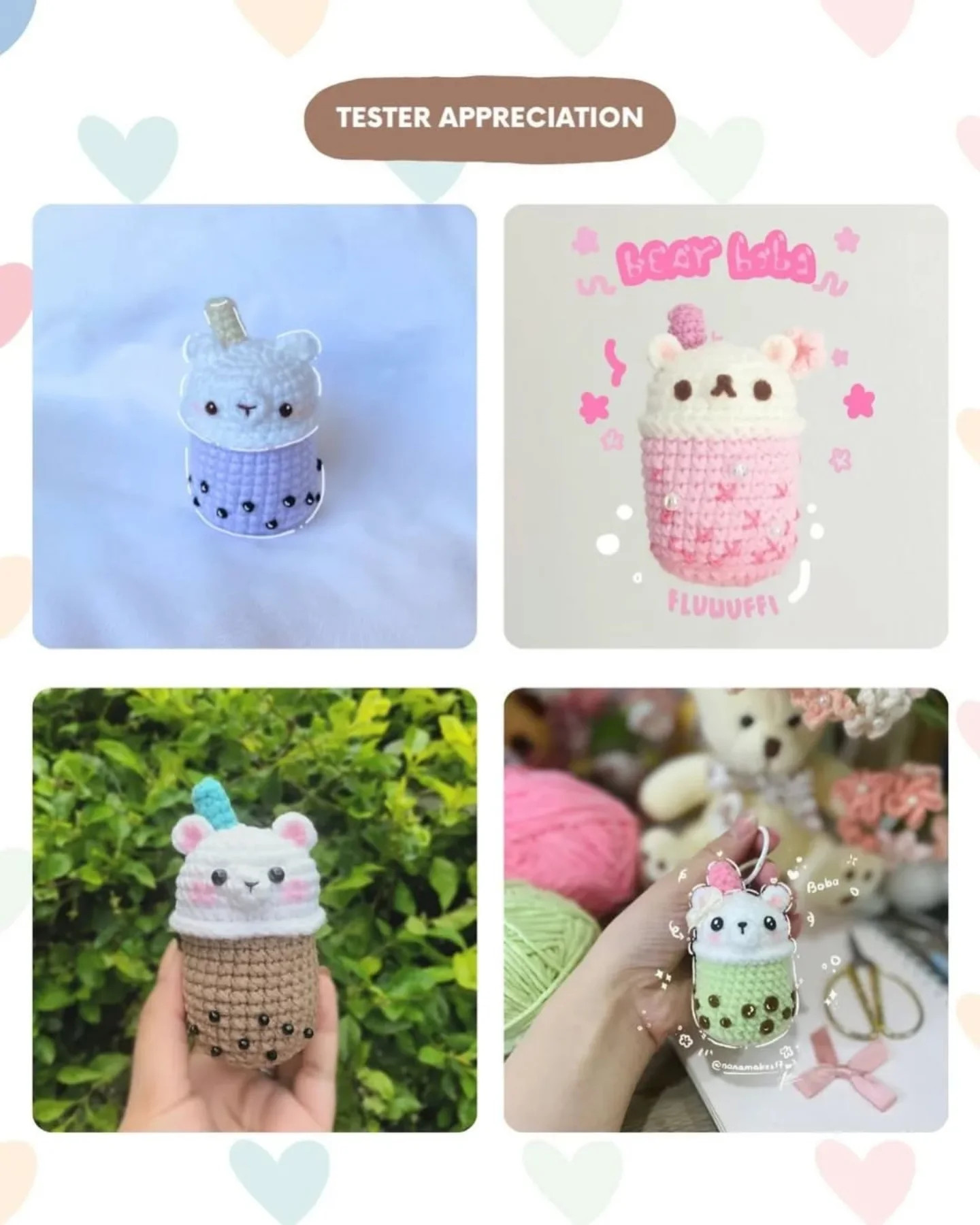 free pattern boba bear in a cup