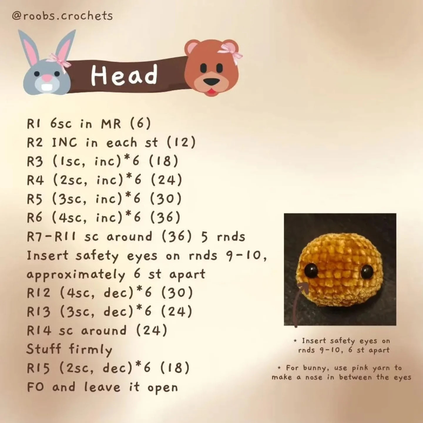 free pattern bowtiful besties brow bear and white bear