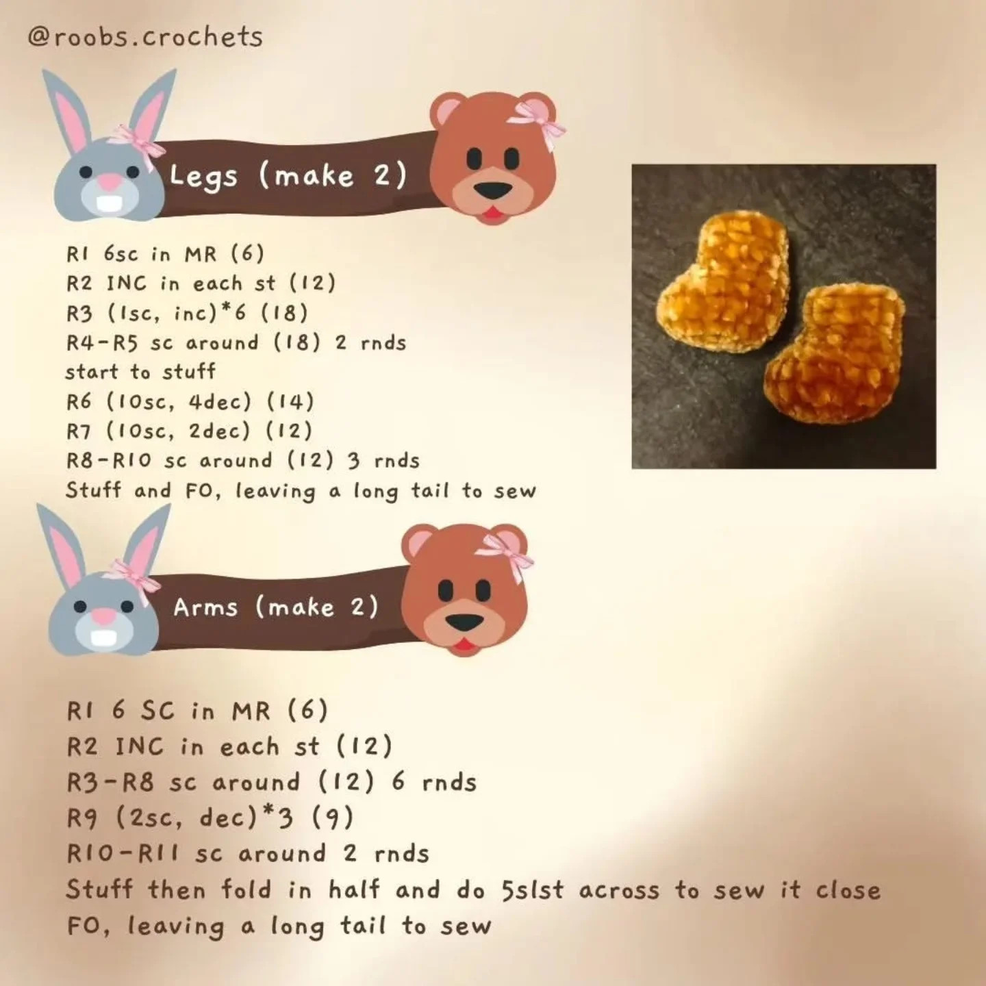 free pattern bowtiful besties brow bear and white bear
