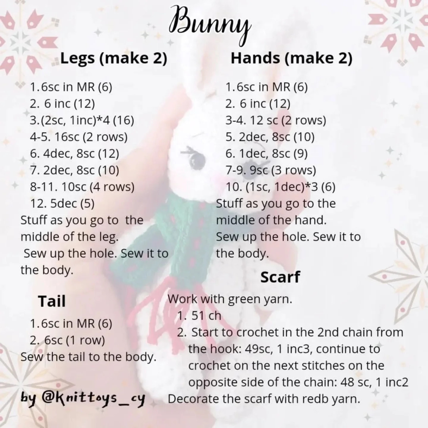 free pattern bunny bear deer