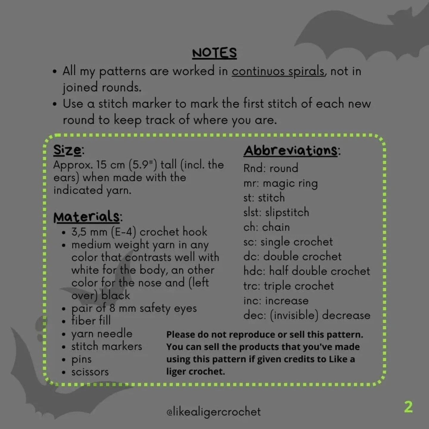 free pattern chip the bat
