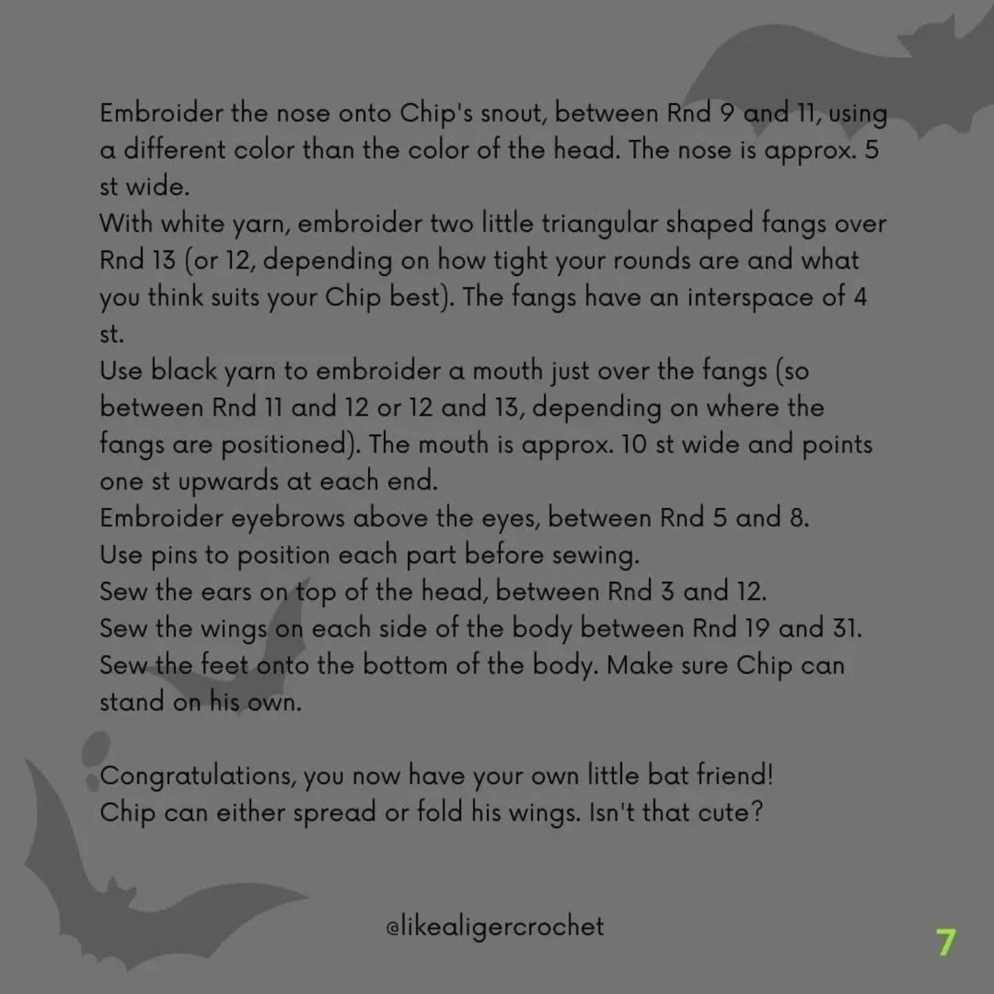 free pattern chip the bat
