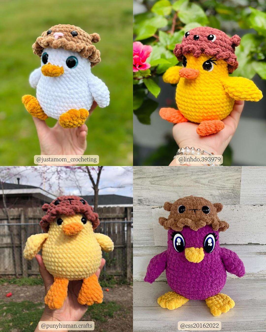free pattern chubby duckie with bear hat