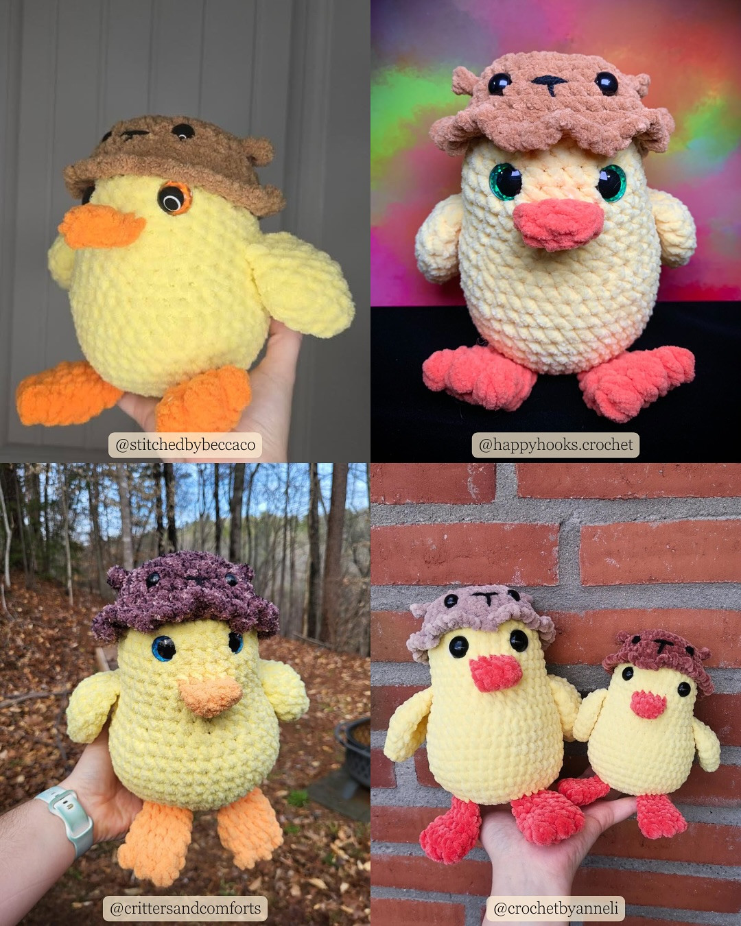free pattern chubby duckie with bear hat