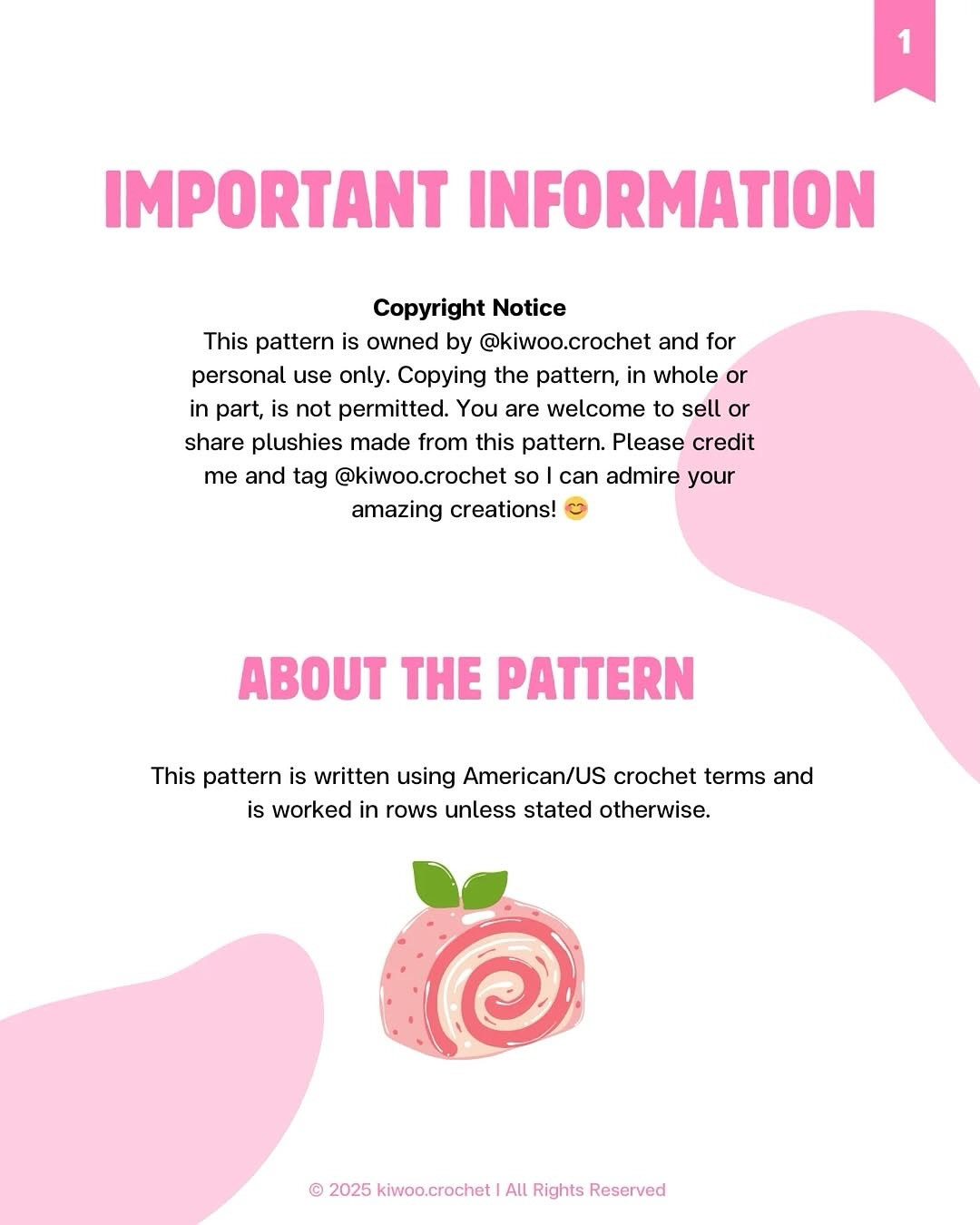 free pattern creamy cake roll