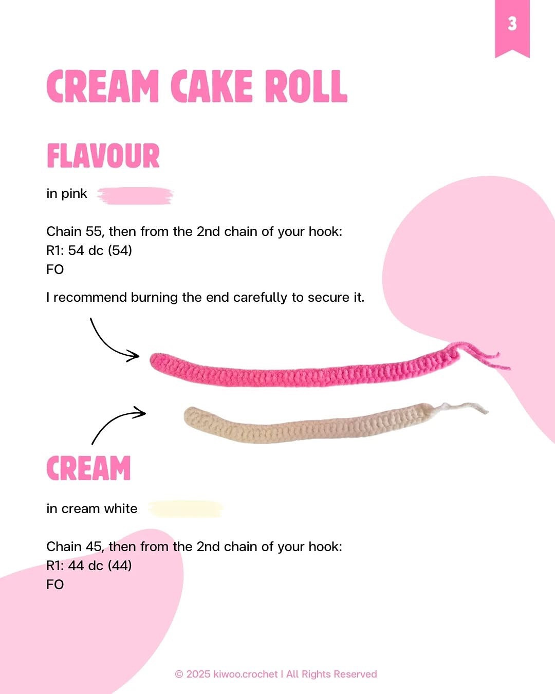 free pattern creamy cake roll