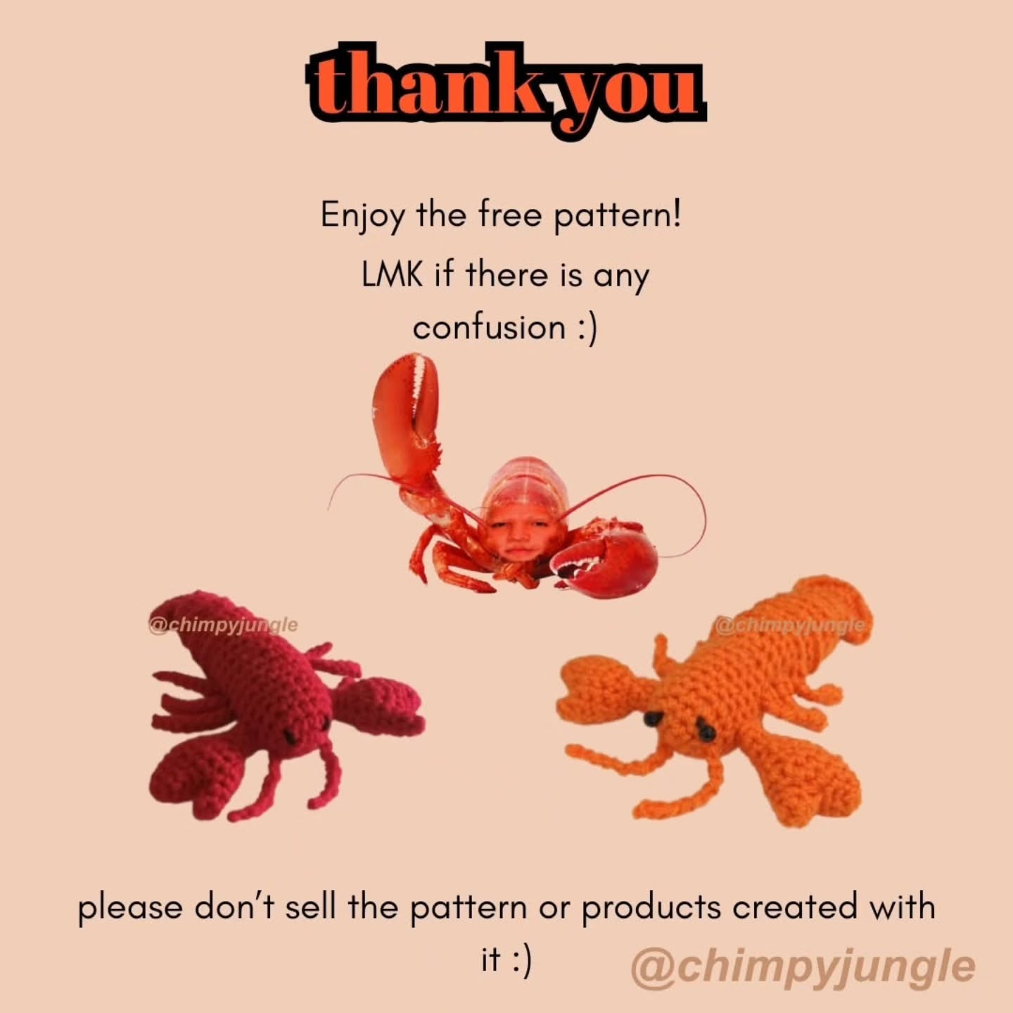 free pattern crochet a lobster friend