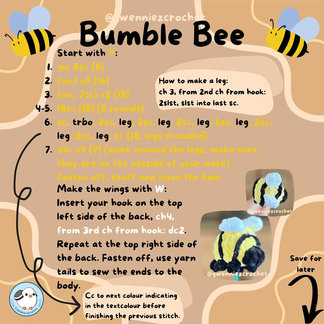 free pattern no sew bumble bee