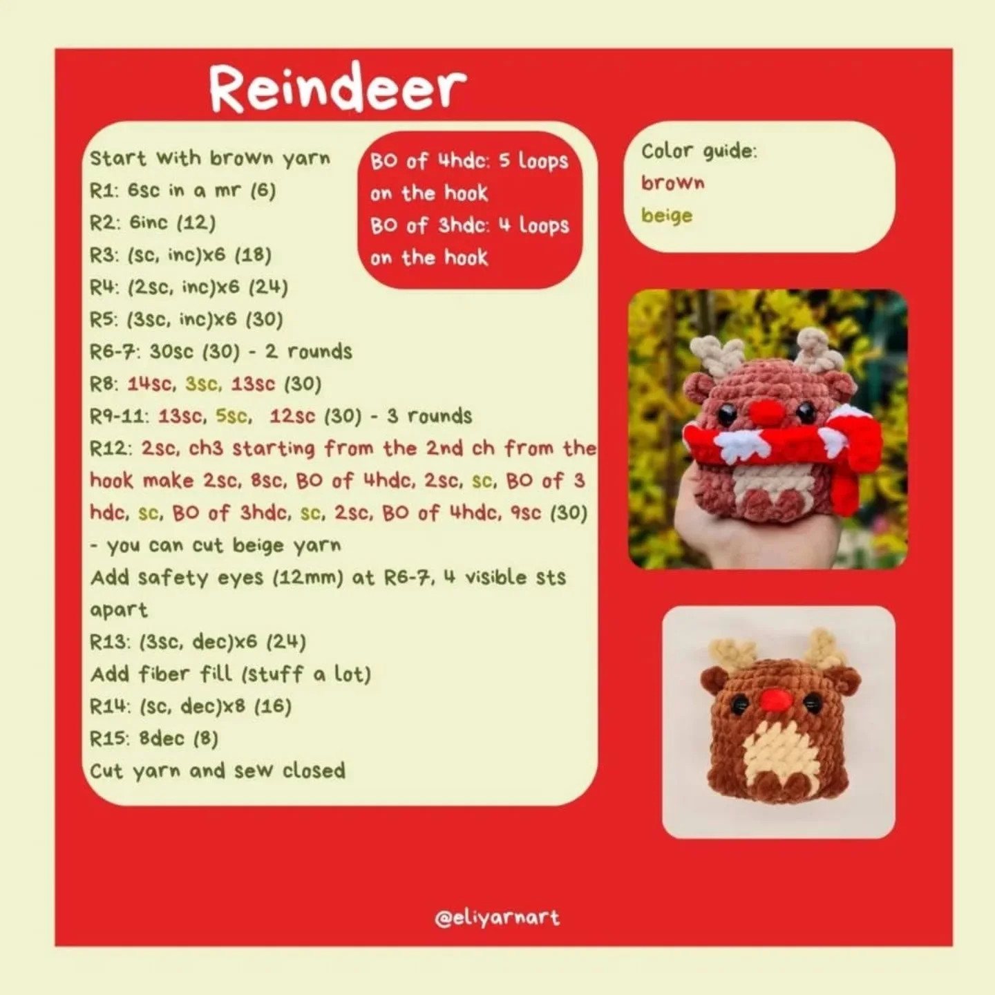 free pattern orion the reindeer