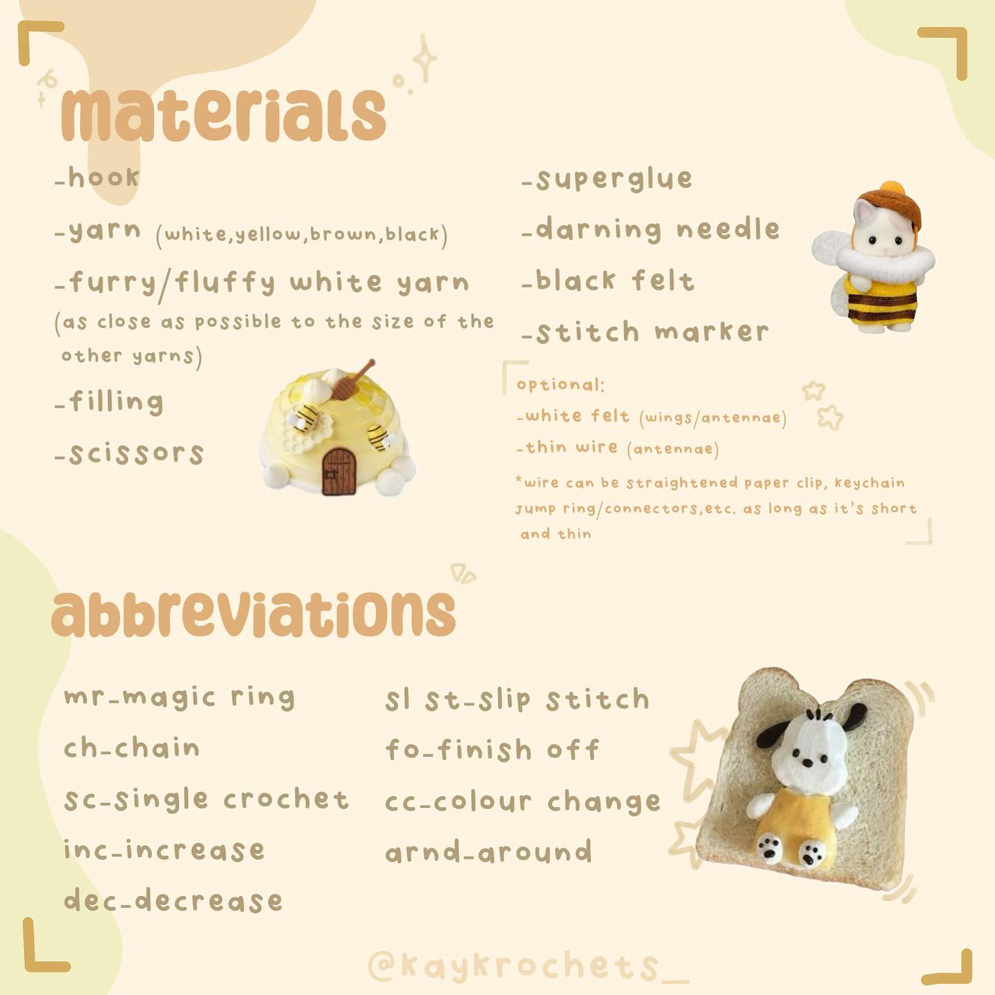 free pattern pochacco bee