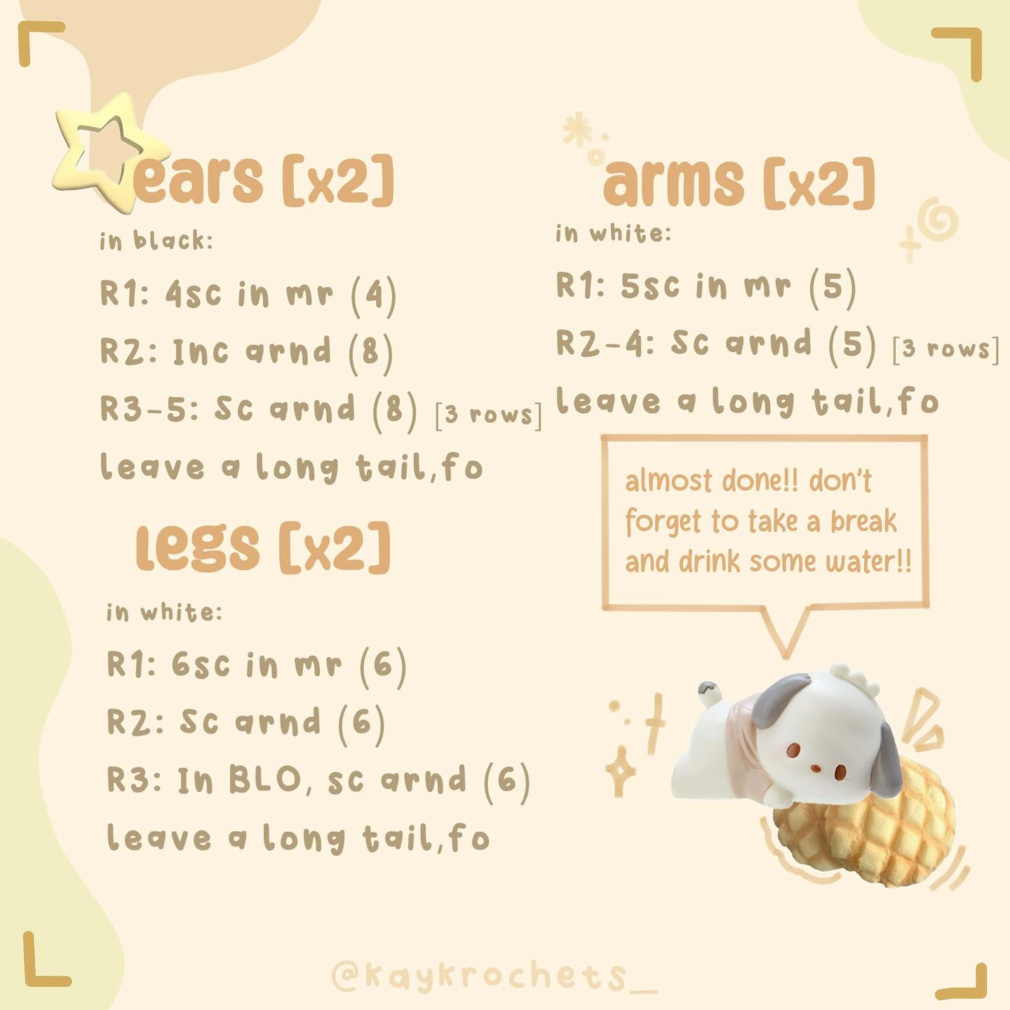 free pattern pochacco bee