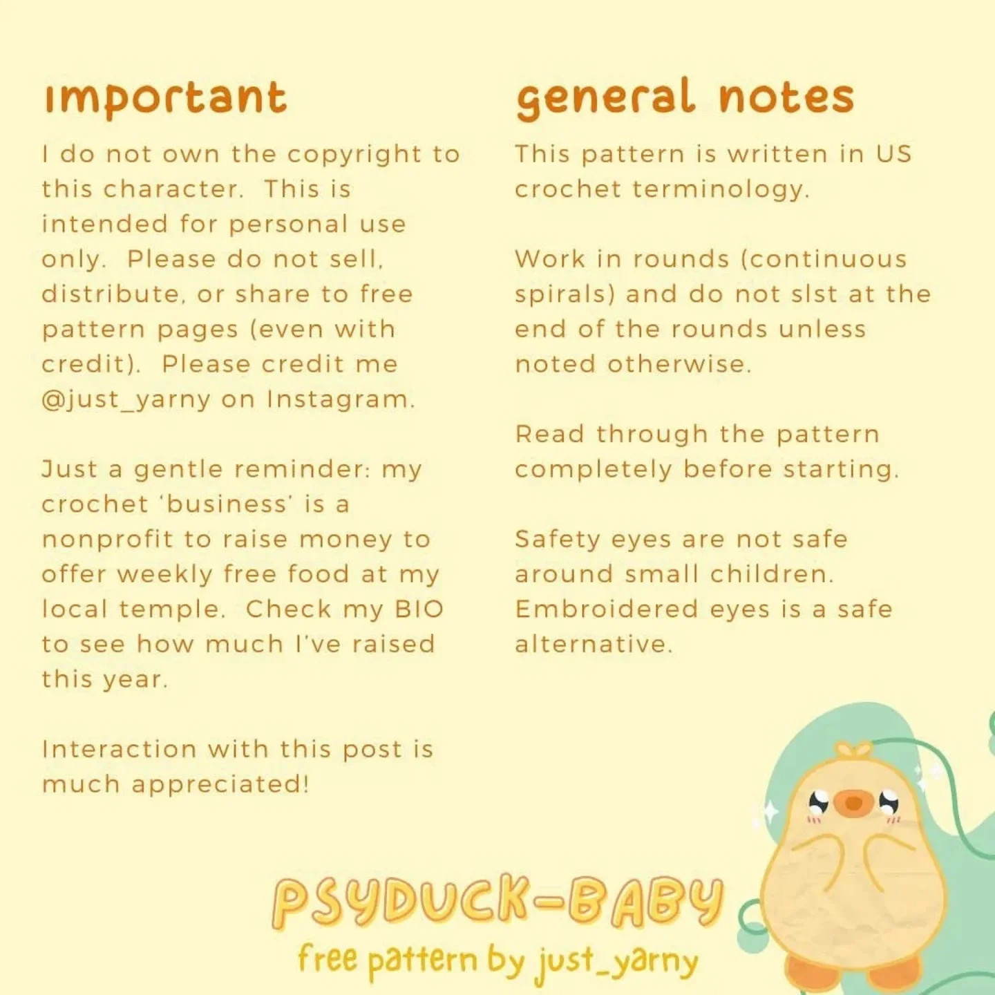 free pattern psyduck baby