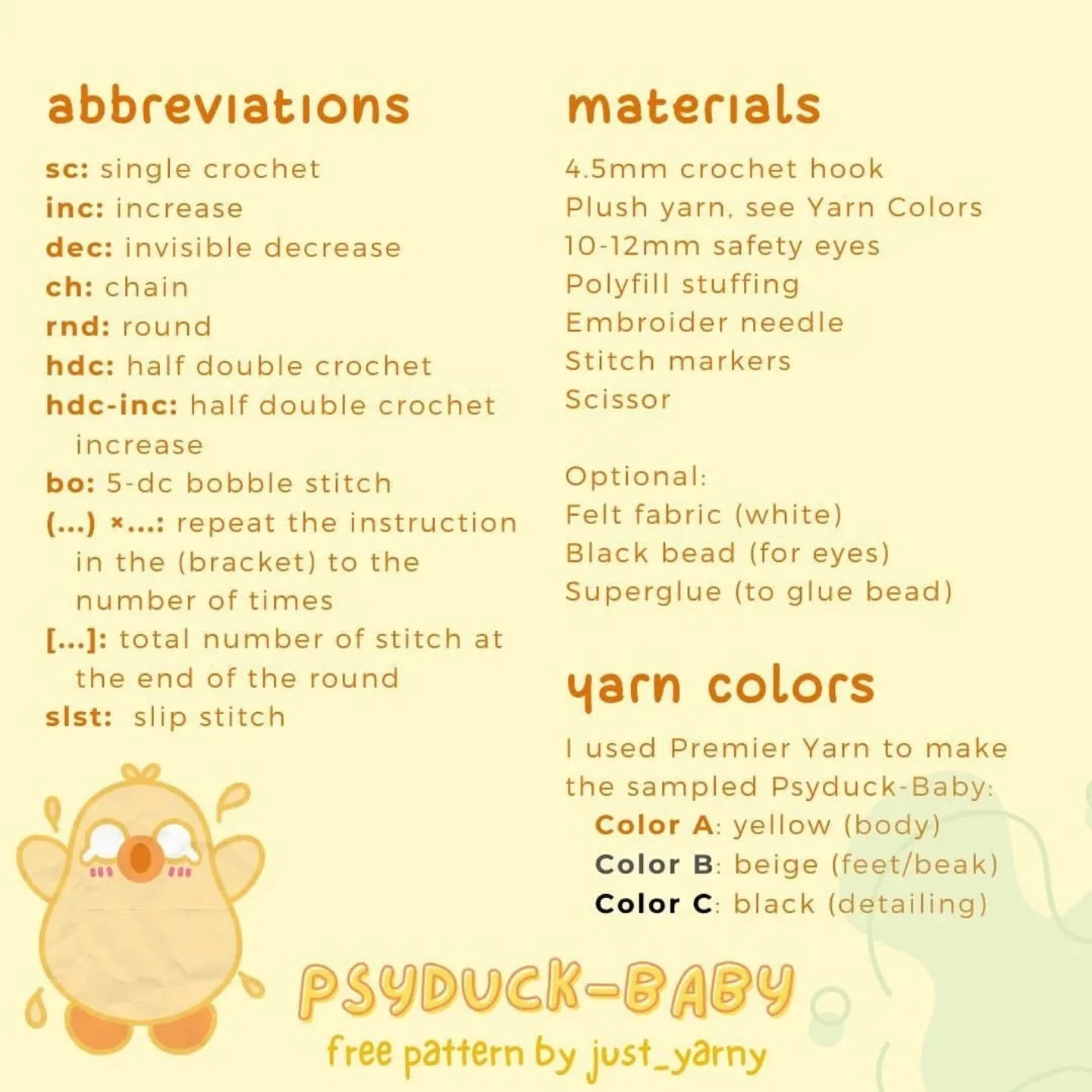 free pattern psyduck baby
