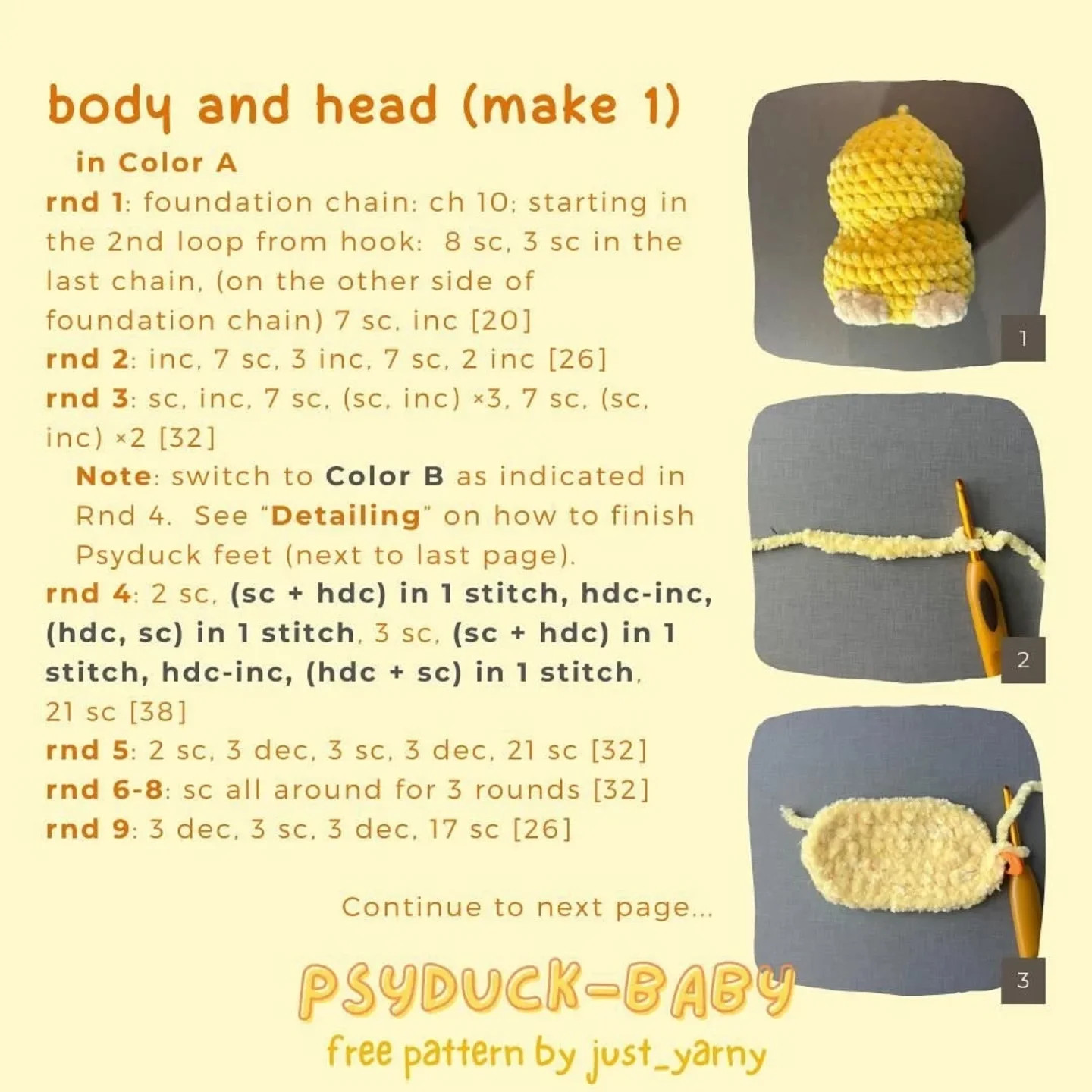 free pattern psyduck baby