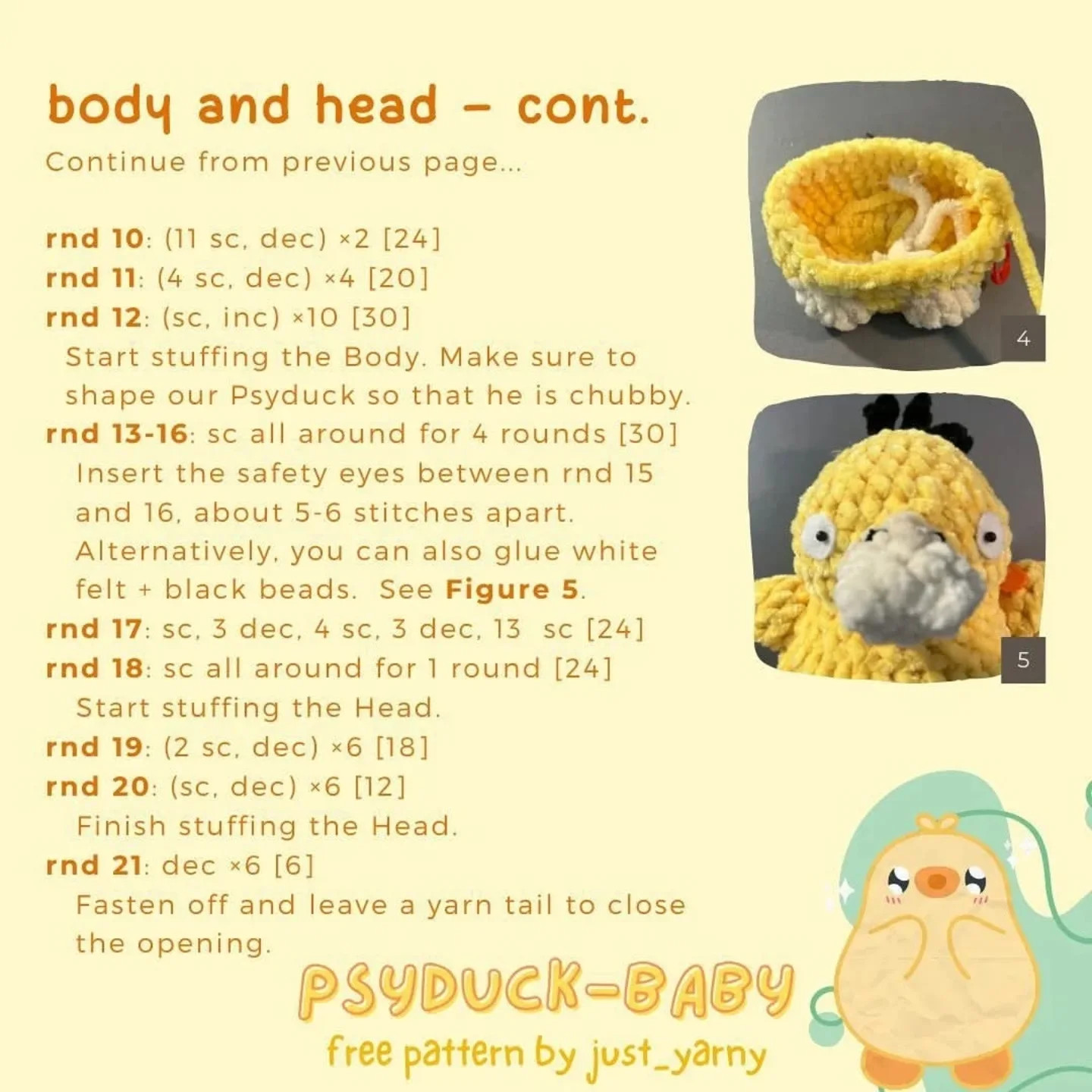 free pattern psyduck baby