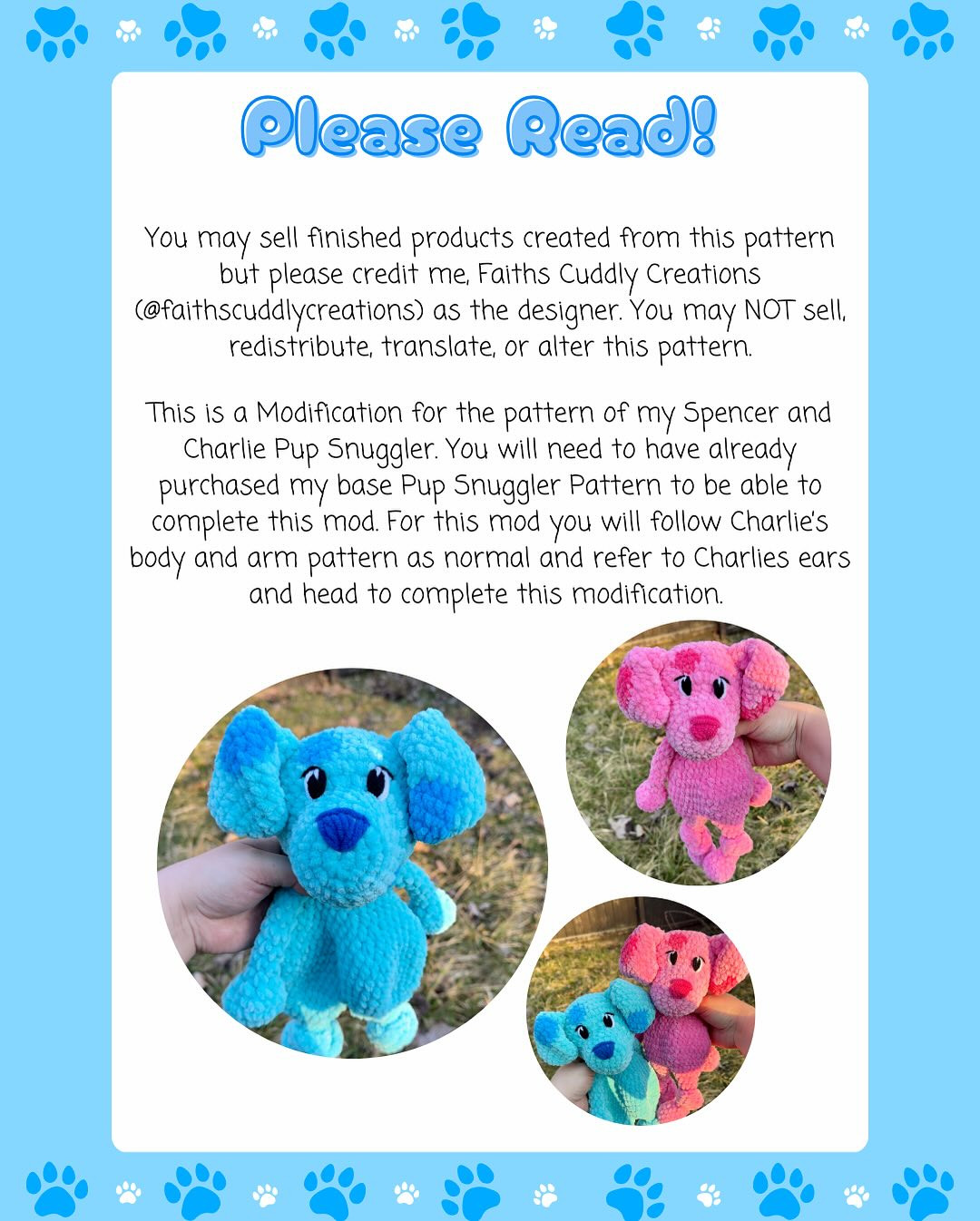 free pup snuggler mod blue and pink dog