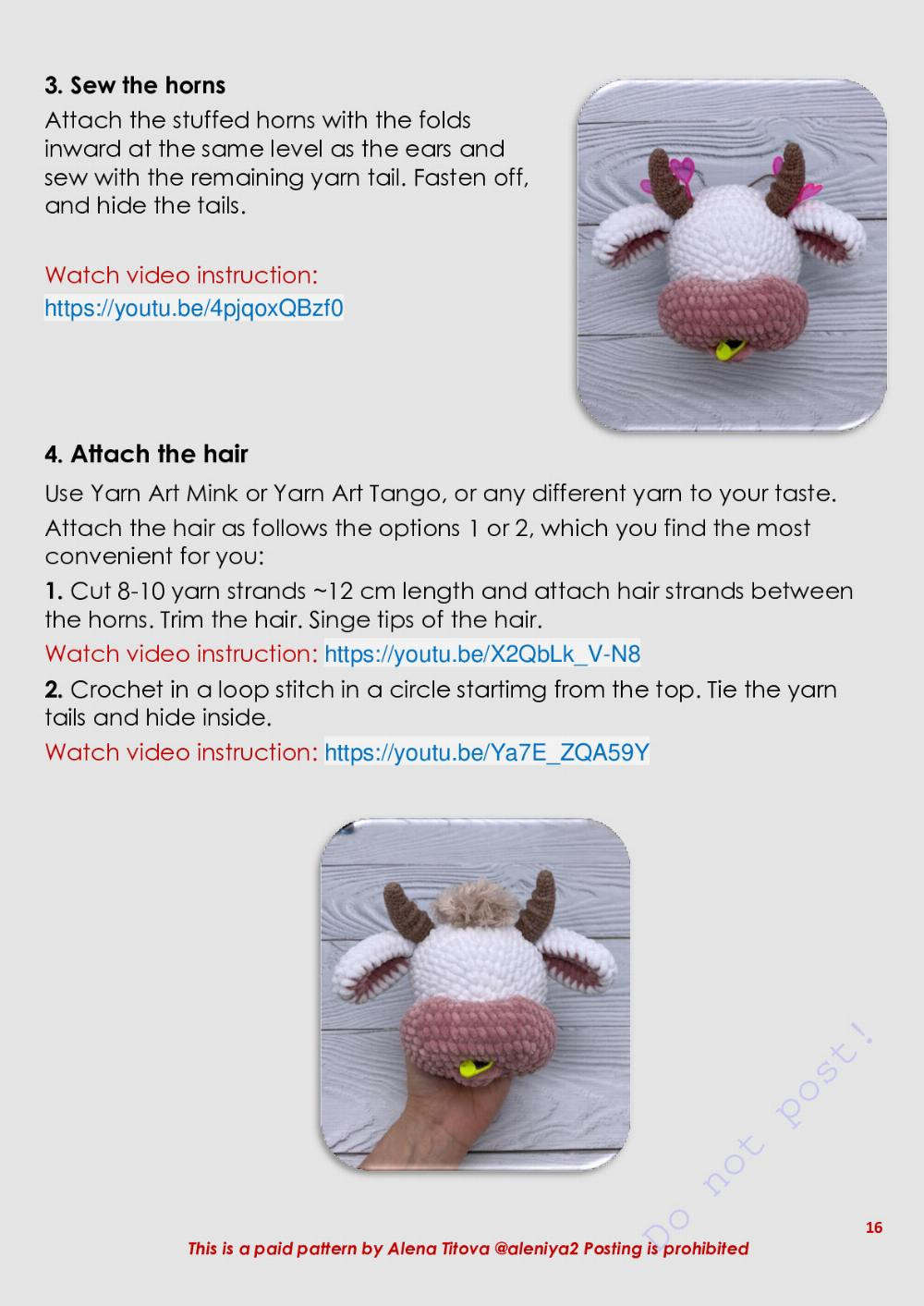 funny cow crochet pattern in english