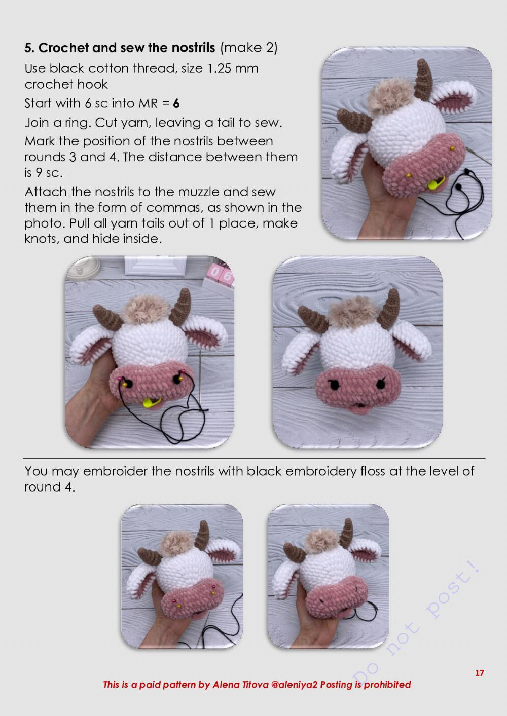 funny cow crochet pattern in english