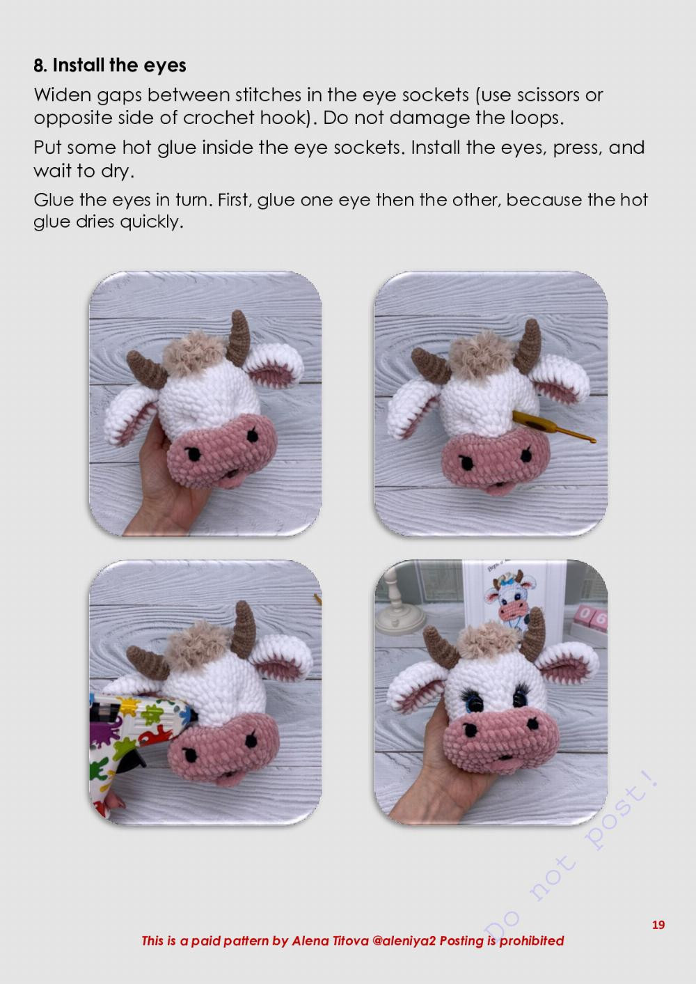 funny cow crochet pattern in english