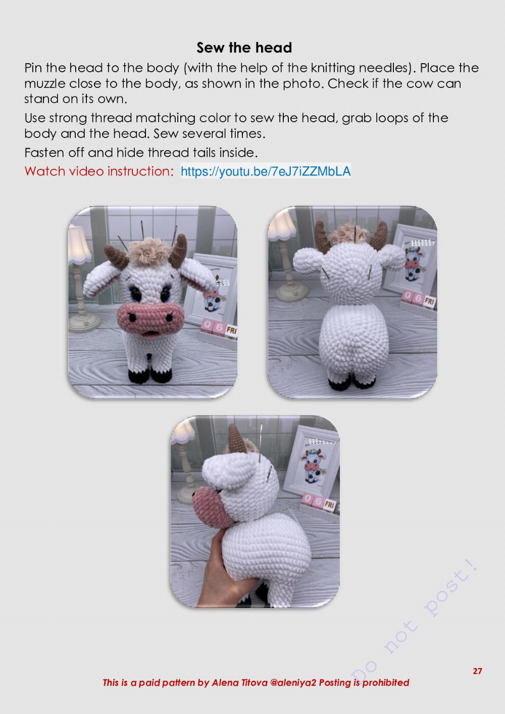funny cow crochet pattern in english