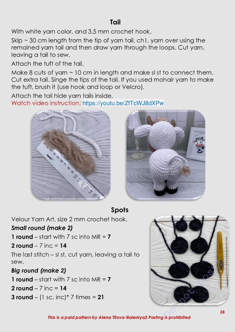 funny cow crochet pattern in english