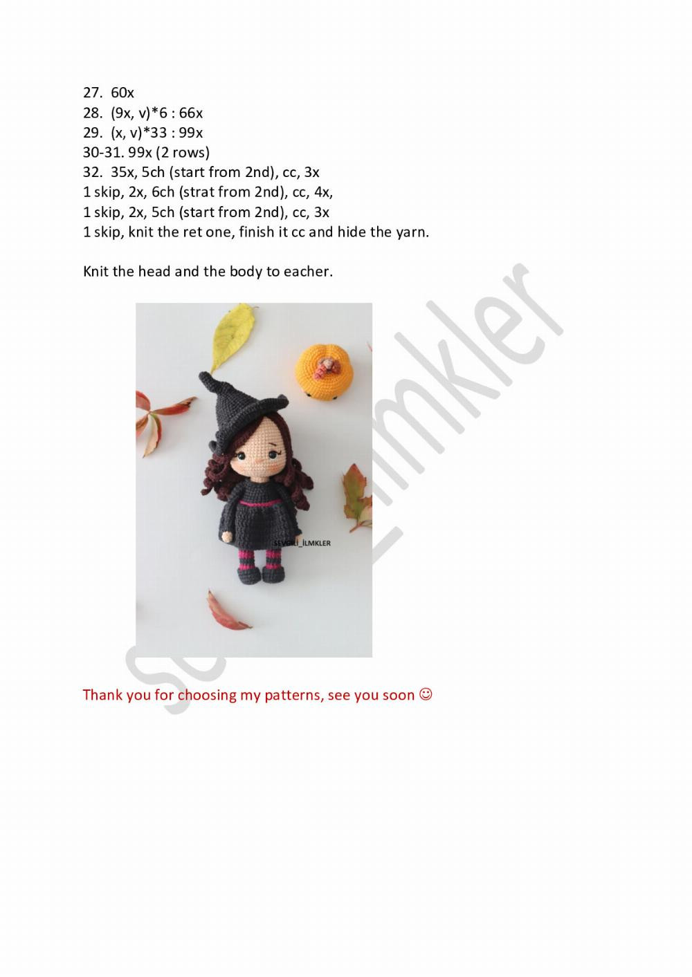 HALLOWEEN WITCH ENGLISH PATTERN