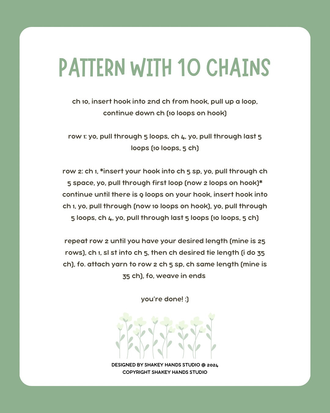headband crochet pattern, white, green