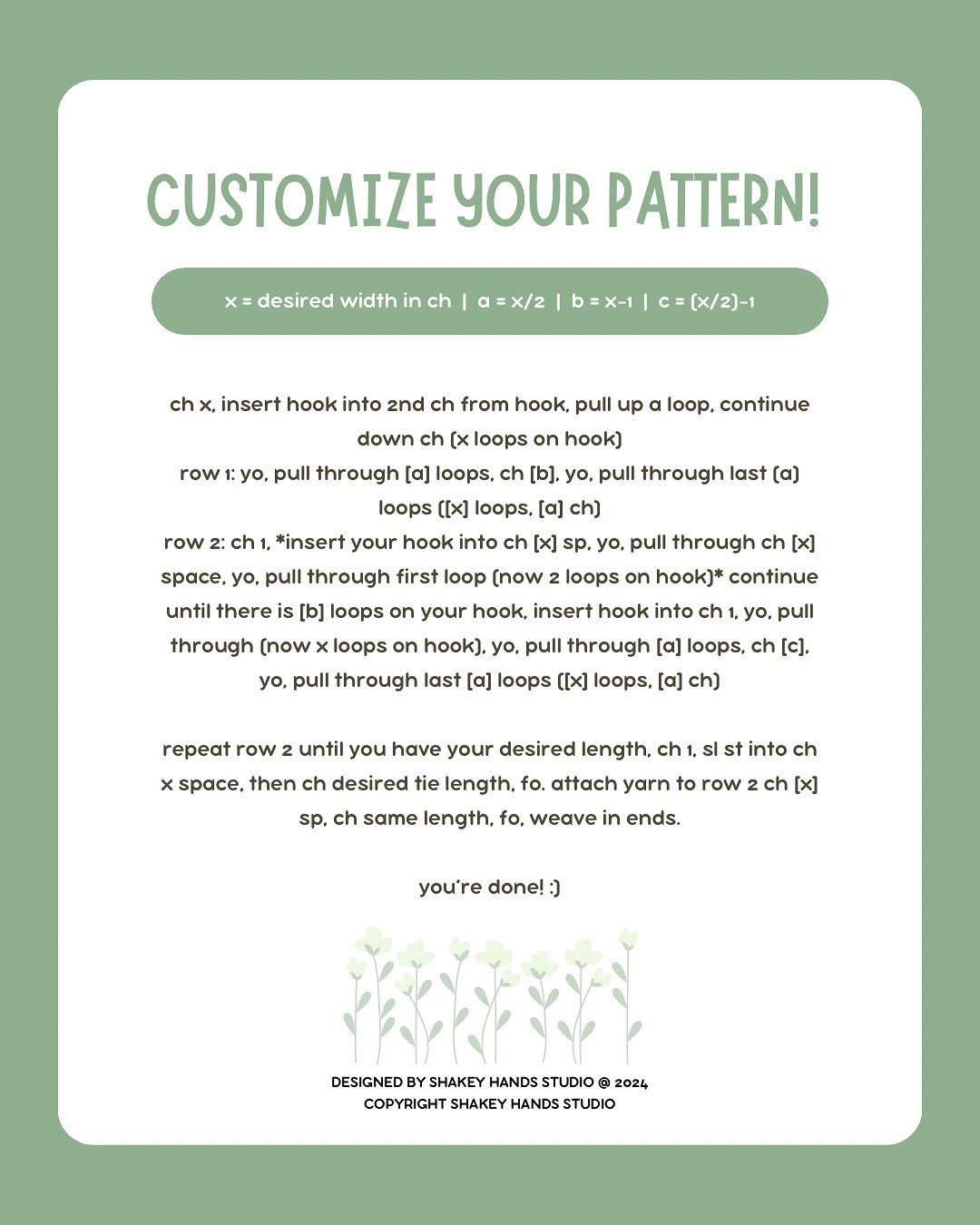 headband crochet pattern, white, green