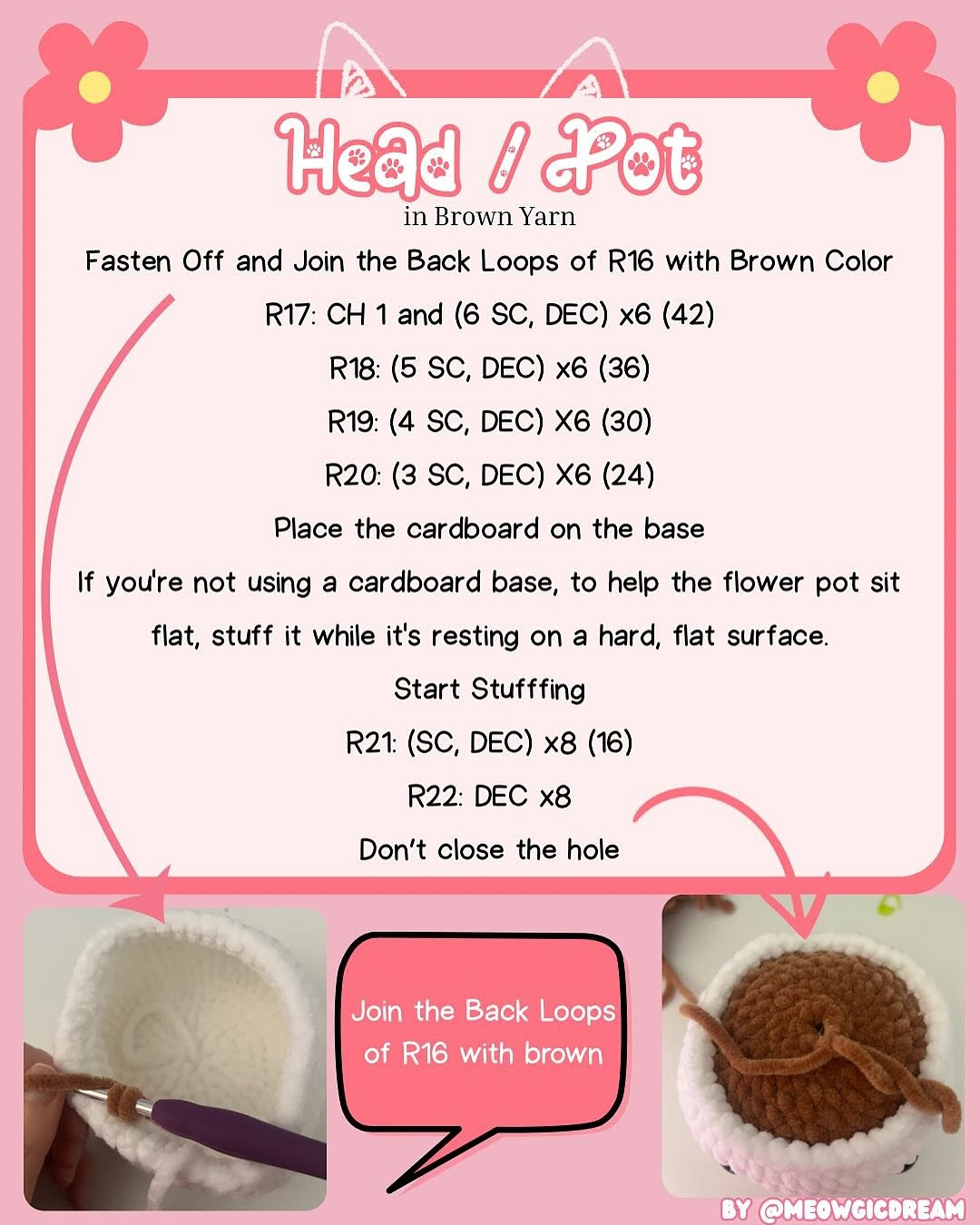 kitty pot flower free pattern