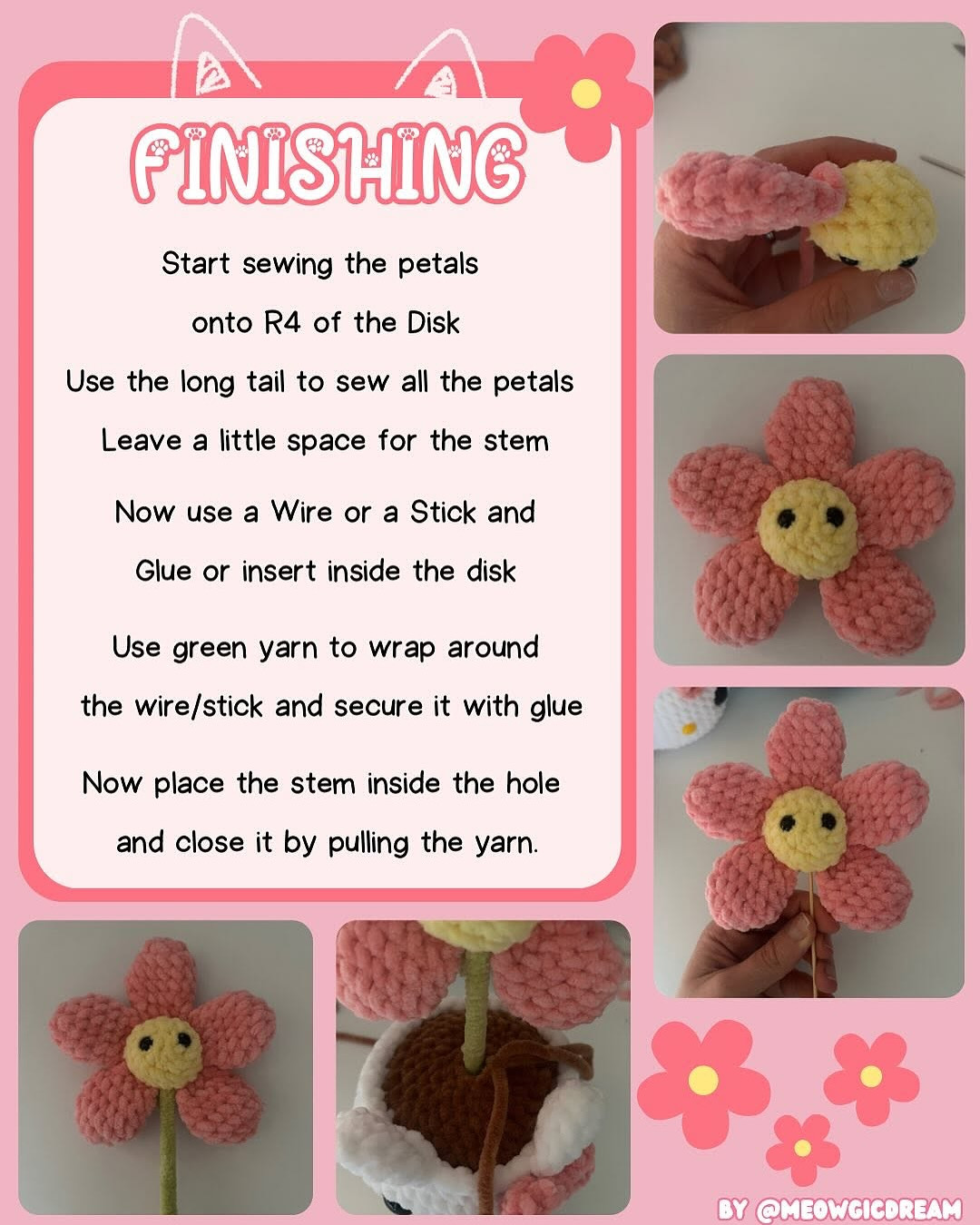 kitty pot flower free pattern