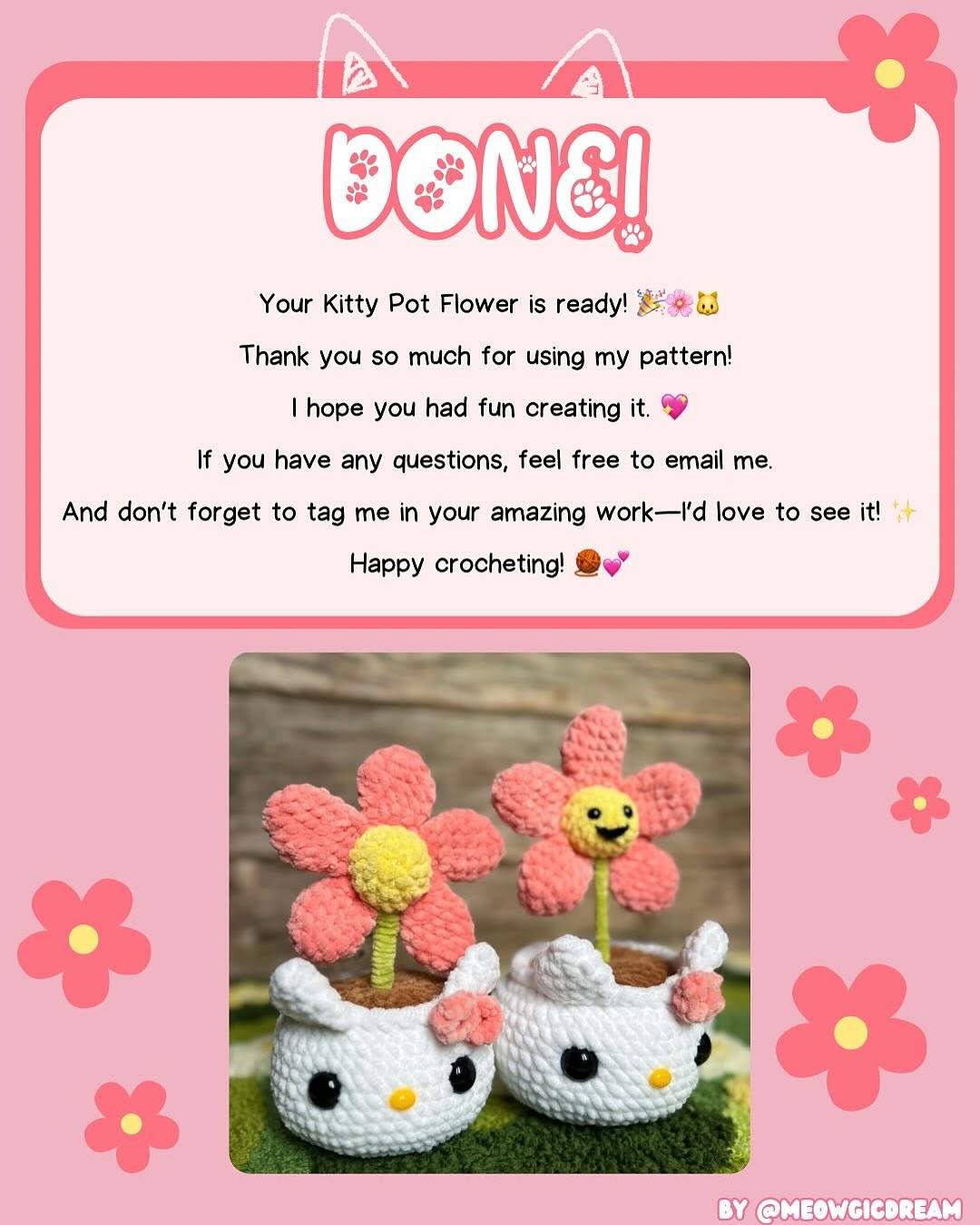 kitty pot flower free pattern