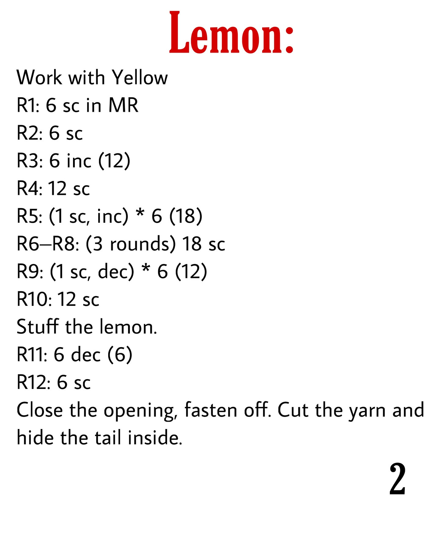 lemon crochet hair clips free pattern