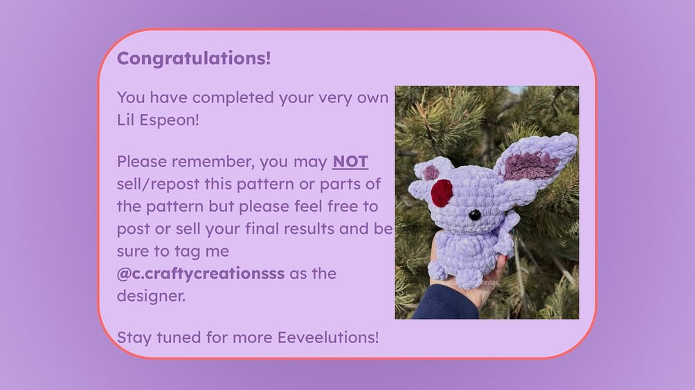 ~ Lil Espeon is the third of my Eeveelution collection!