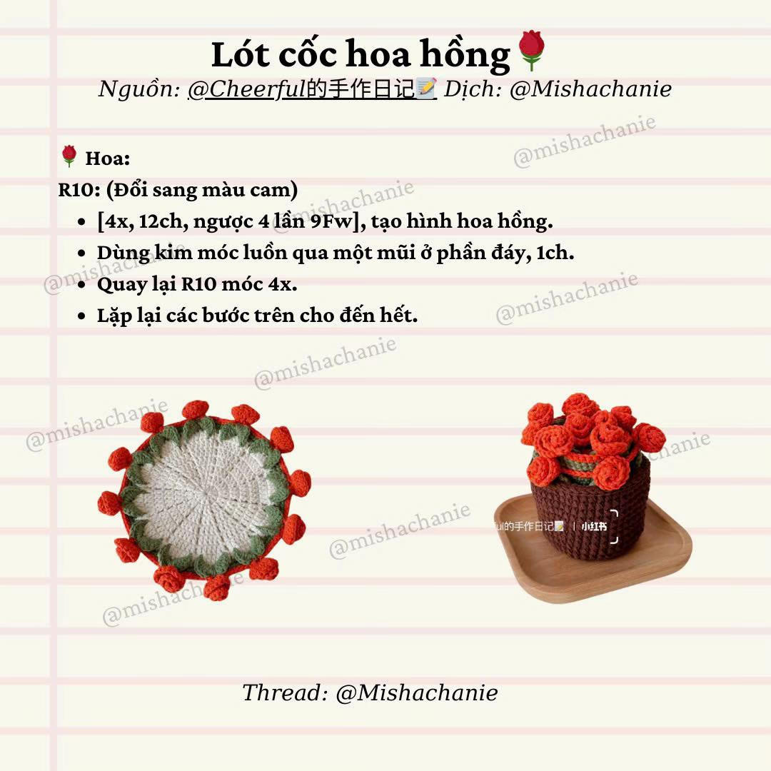 lót cốc hoa hồng