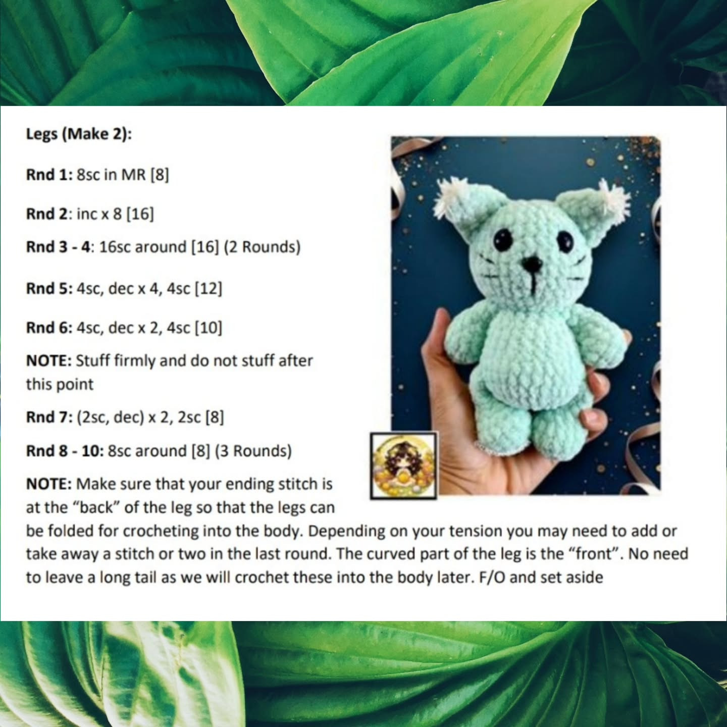low sew atticus the caticus crochet pattern