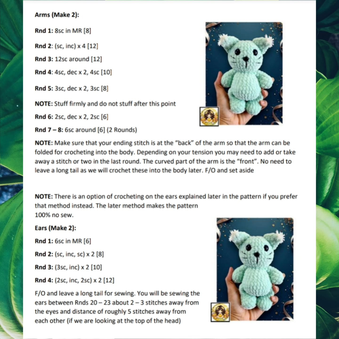 low sew atticus the caticus crochet pattern